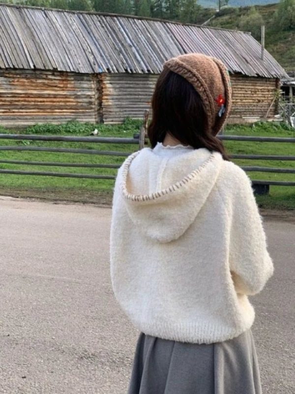 Cozy Pom-Pom Cardigan for Y2K Aesthetic and Cute Fall Outfits