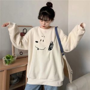 Cozy Pup Fleece Sweatshirt - Y2K Aesthetic Cute Hoodie for Fall Vibes