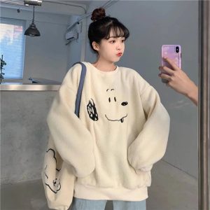 Cozy Pup Fleece Sweatshirt - Y2K Aesthetic Cute Hoodie for Fall Vibes