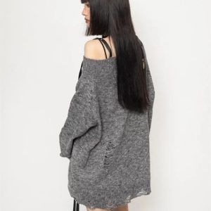 Cozy Shadow Script Sweater in Y2K Aesthetic for Effortless Style