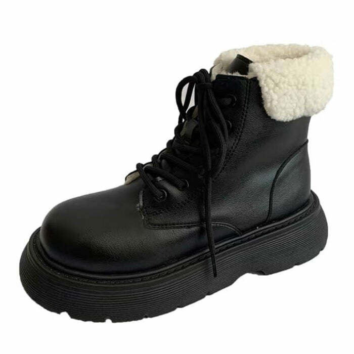 Cozy Sheepskin Ankle Boots for Y2K Fashion & Grunge Aesthetic Styles