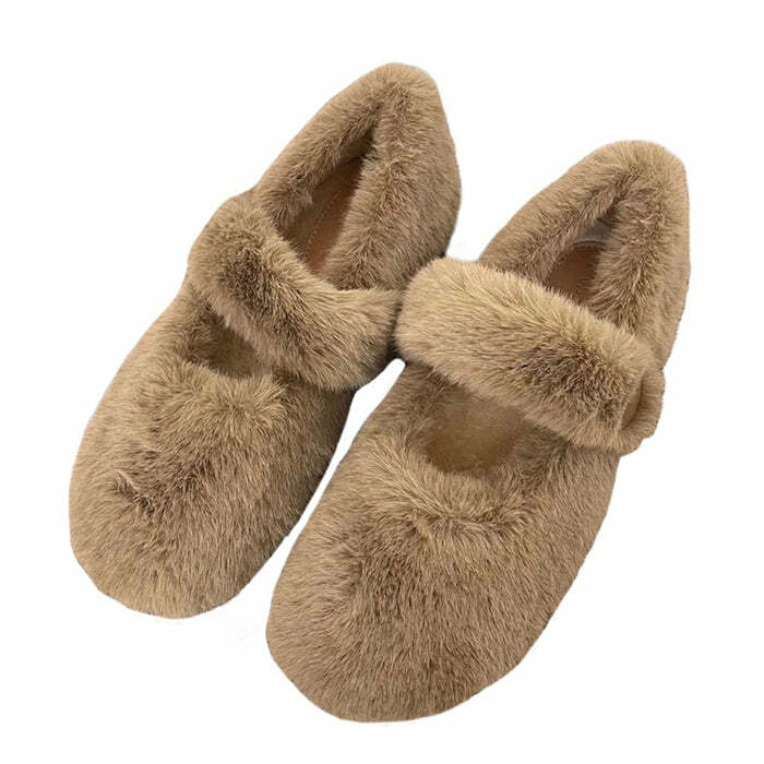 Cozy Sheepskin Ballet Flats for Y2K Fashion & Coquette Aesthetic