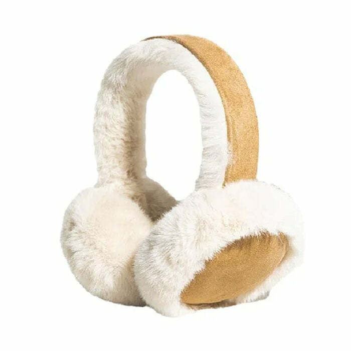 Cozy Sheepskin Earmuffs for Y2K Aesthetic and Grunge Style Lovers