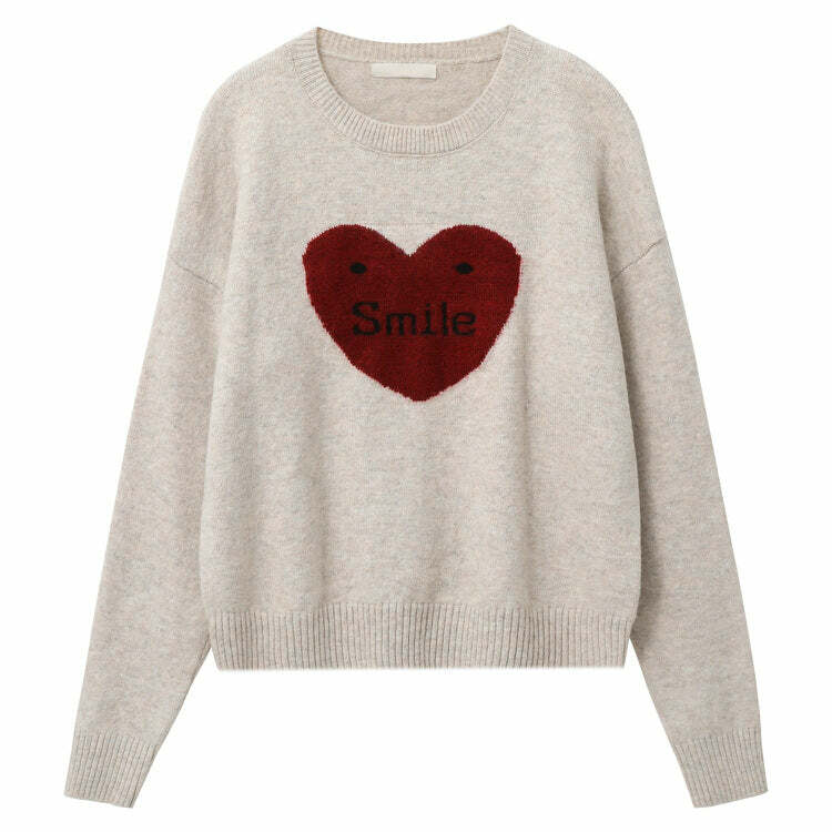 Cozy Soft Girl Heart Sweater - Y2K Aesthetic Cute Top for Fall