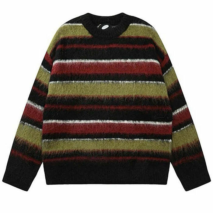 Cozy Striped Oversized Sweater for Y2K Aesthetic and Fall Fashion