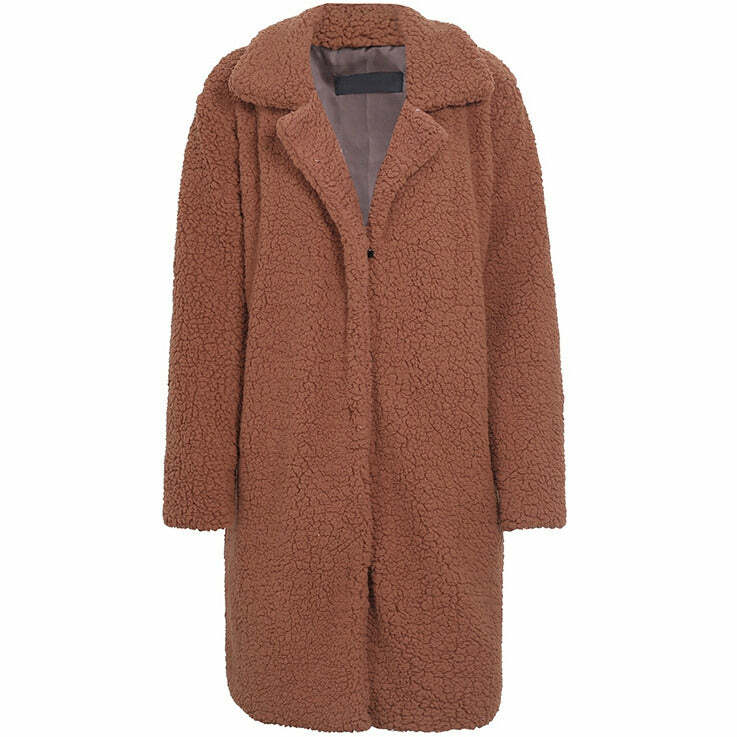 Cozy Teddy Bear Coat for Y2K Aesthetic and Grunge Style Outfits