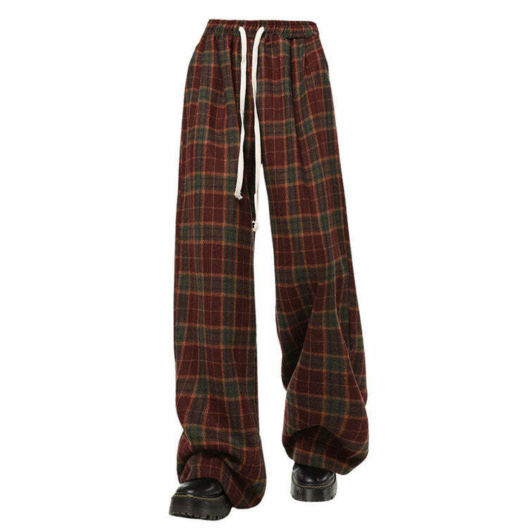 Cozy Up in Y2K Plaid Pants for a Chic Grunge Aesthetic Look