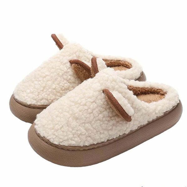 Cozy Warm Teddy Slippers for Y2K Aesthetic and Cute Outfits