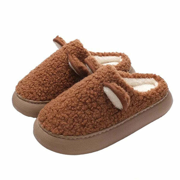 Cozy Warm Teddy Slippers for Y2K Aesthetic and Cute Outfits