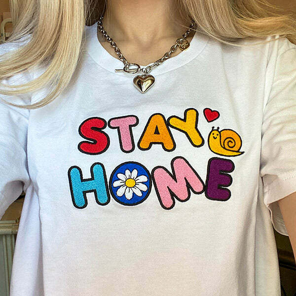 Cozy Y2K Aesthetic Stay Home T-Shirt for Comfy Days and Chill Vibes