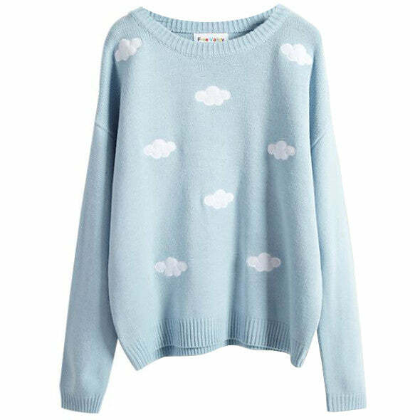 Cozy Y2K Cloud Sweater for Comfy Aesthetic Outfits and Fall Vibes