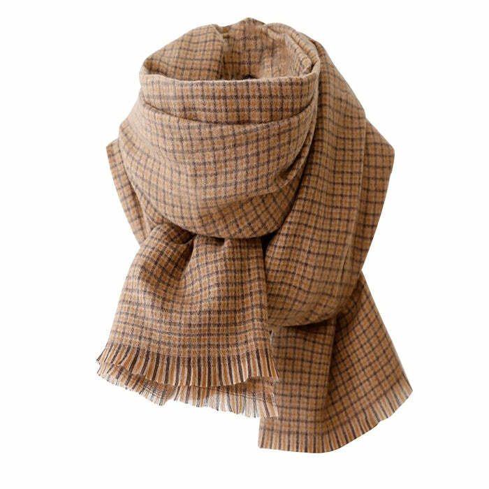 Cozy Y2K Plaid Scarf for Fall Aesthetic and Comfy Outfits