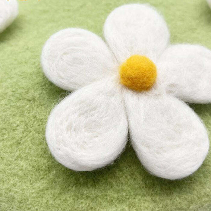 Daisy Crochet Beret - Y2K Aesthetic Accessory for Cute Outfits