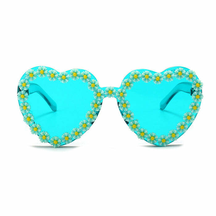 Daisy Heart Sunglasses - Y2K Aesthetic Cute Accessory for Trendy Outfits