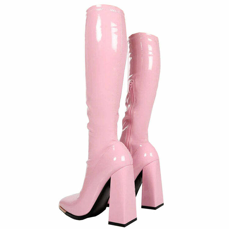 Danish Pastel Aesthetic Y2K Vinyl Boots for Cute and Comfy Outfits