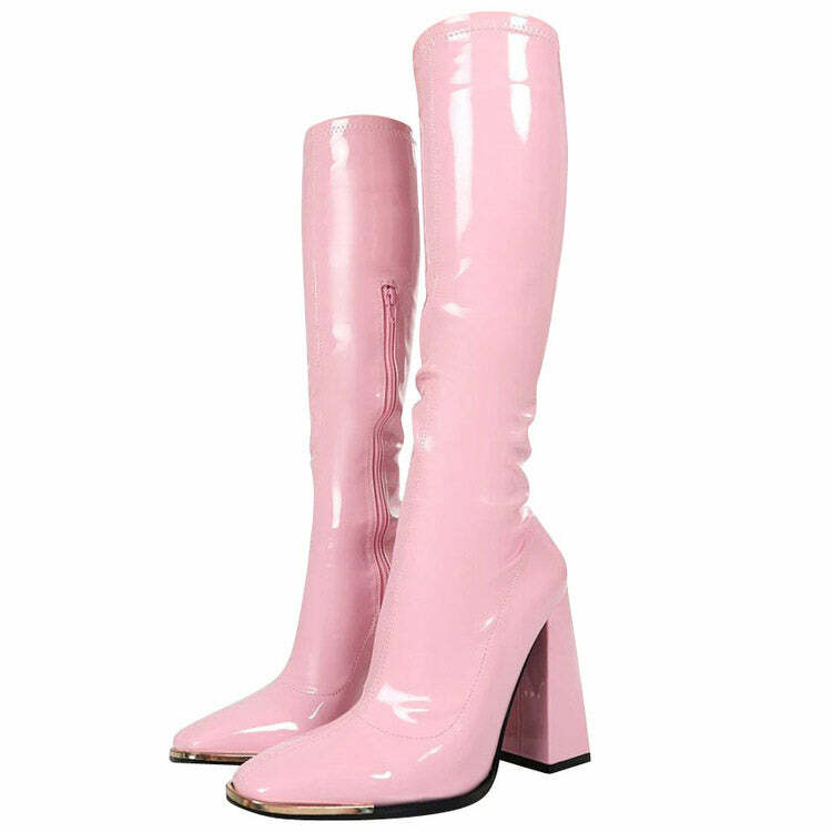 Danish Pastel Aesthetic Y2K Vinyl Boots for Cute and Comfy Outfits