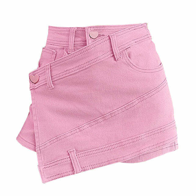 Danish Pastel Pink Heart Shorts - Y2K Aesthetic Cute Summer Outfit