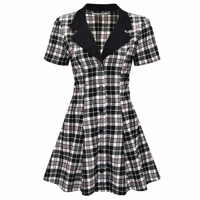 Dark Academia Plaid Dress - Vintage Aesthetic for Y2K Style Lovers