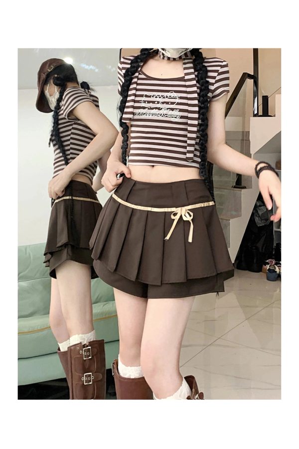 Dark Academia Pleated Mini Skirt - Y2K Aesthetic & Grunge Style