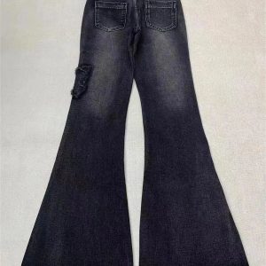 Dark Butterfly Flare Jeans - Y2K Aesthetic Grunge Style for Trendsetters