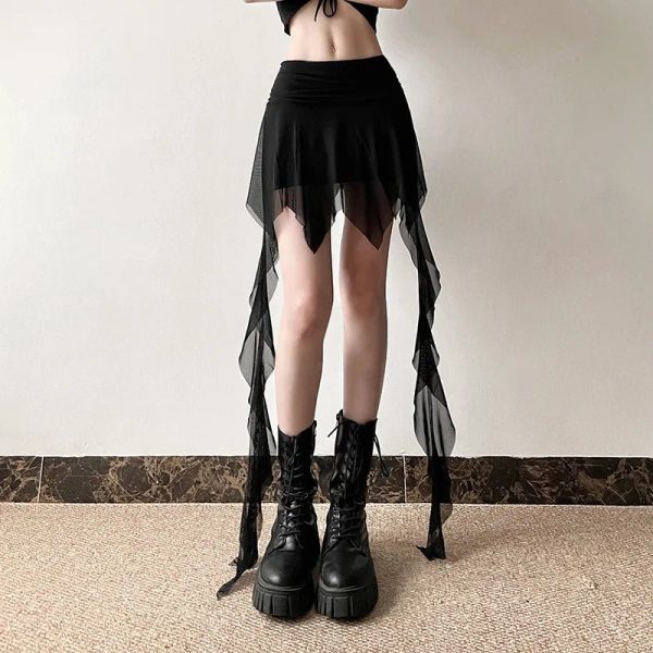 Dark Enchantment Layered Skirt - Y2K Aesthetic Grunge Style Essential