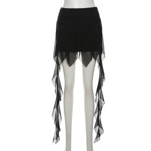 Dark Enchantment Layered Skirt - Y2K Aesthetic Grunge Style Essential