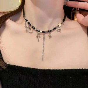 Dark Romance Layered Necklace - Y2K Aesthetic Jewelry for Unique Styles