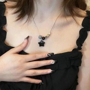 Dark Romance Layered Necklace - Y2K Aesthetic Jewelry for Unique Styles