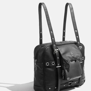 Dark Vortex Strapped Backpack - Y2K Aesthetic Grunge Style Essential