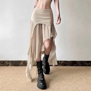 Desert Mirage Y2K Layered Skirt for Coquette and Grunge Aesthetics