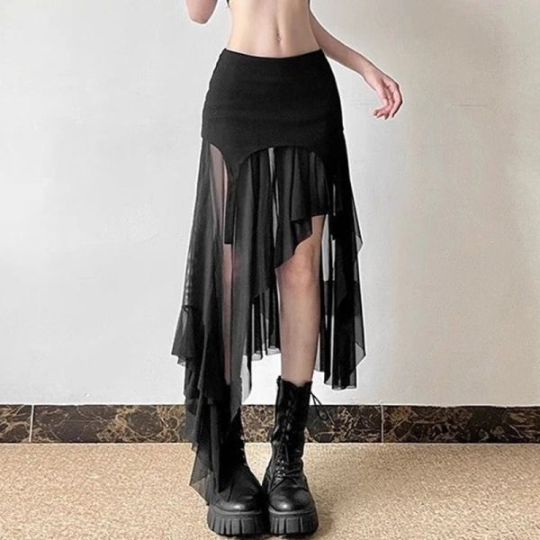 Desert Mirage Y2K Layered Skirt for Coquette and Grunge Aesthetics