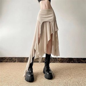 Desert Mirage Y2K Layered Skirt for Coquette and Grunge Aesthetics