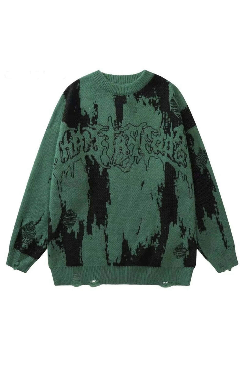 Distorted Chaos Y2K Knit Sweater - Embrace Grunge & Coquette Aesthetic