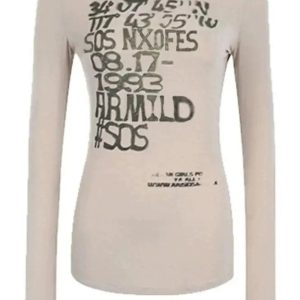 Distressed Graphic Long Sleeve Top for Y2K Aesthetic & Grunge Style