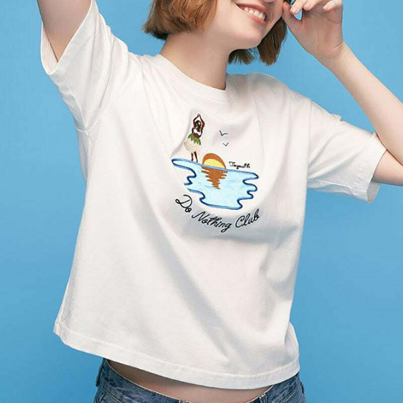 Do Nothing Club Tee - Y2K Aesthetic Cute Top for Comfy Casual Vibes