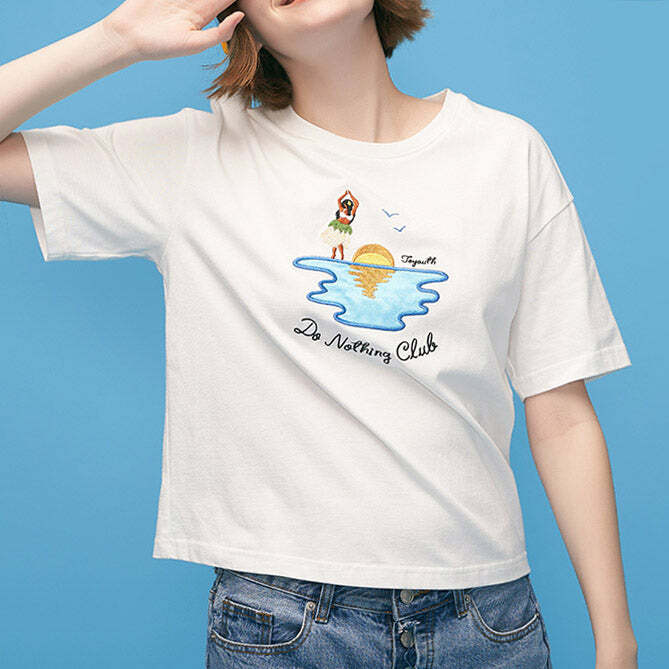 Do Nothing Club Tee - Y2K Aesthetic Cute Top for Comfy Casual Vibes