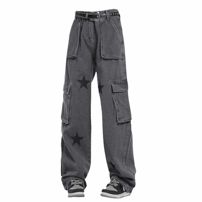 Downtown Girl Y2K Star Baggy Jeans for Trendy Aesthetic Outfits