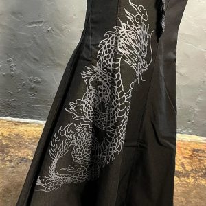 Dragon Embroidered Y2K Gothic Maxi Skirt for Grunge Aesthetic Lovers