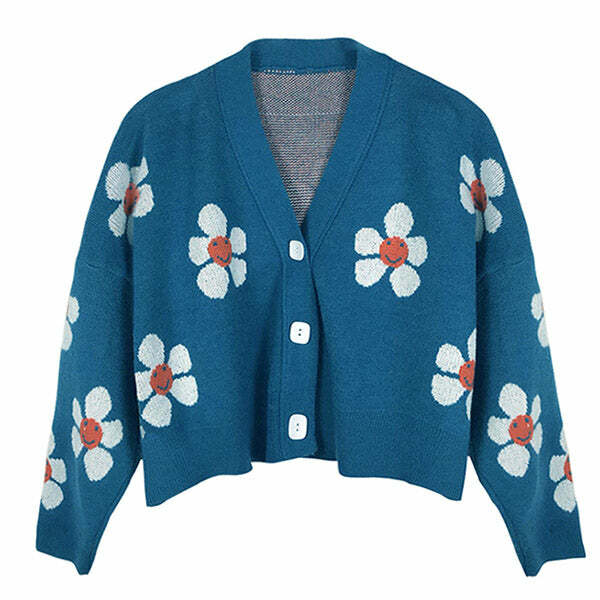 Dreams Of Daisies Y2K Cardigan - Cute Pastel Goth Aesthetic Sweater