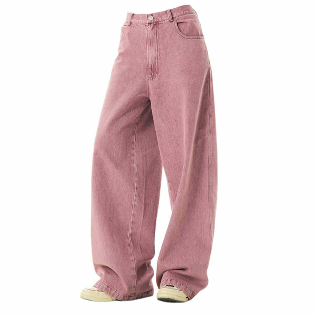 Dusty Pink Y2K Skater Girl Loose Jeans for Trendy Aesthetic Outfits