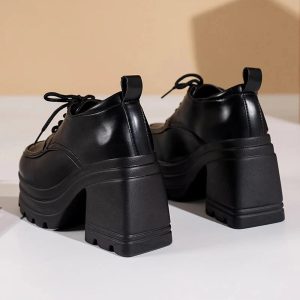 Eclipse Block Heel Boots - Y2K Aesthetic Grunge Style Footwear