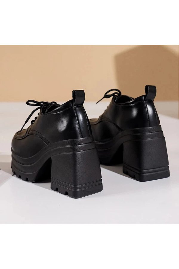 Eclipse Block Heel Boots - Y2K Aesthetic Grunge Style Footwear