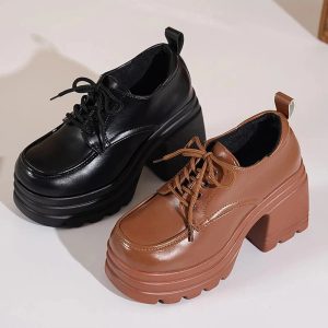 Eclipse Block Heel Boots - Y2K Aesthetic Grunge Style Footwear