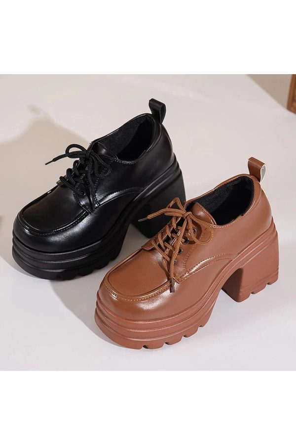 Eclipse Block Heel Boots - Y2K Aesthetic Grunge Style Footwear