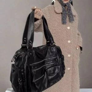 Edgy Multi-Pocket Handbag for Y2K Fashion & Grunge Aesthetic Lovers