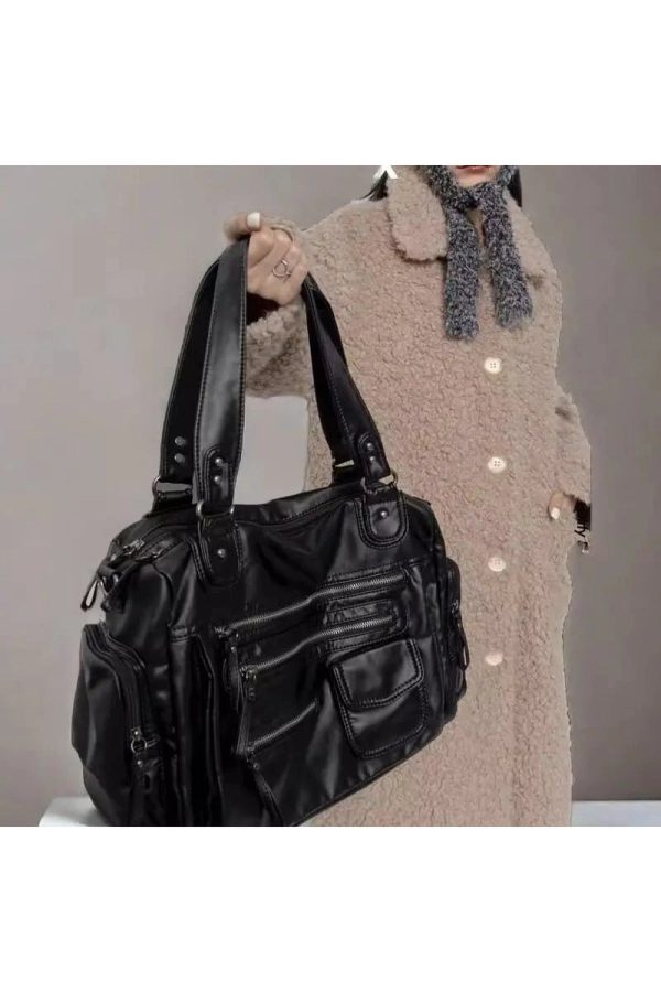 Edgy Multi-Pocket Handbag for Y2K Fashion & Grunge Aesthetic Lovers