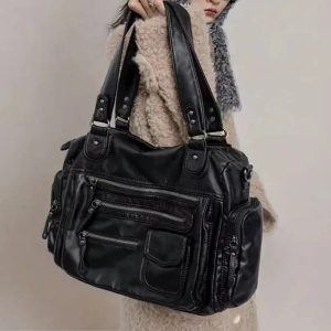 Edgy Multi-Pocket Handbag for Y2K Fashion & Grunge Aesthetic Lovers