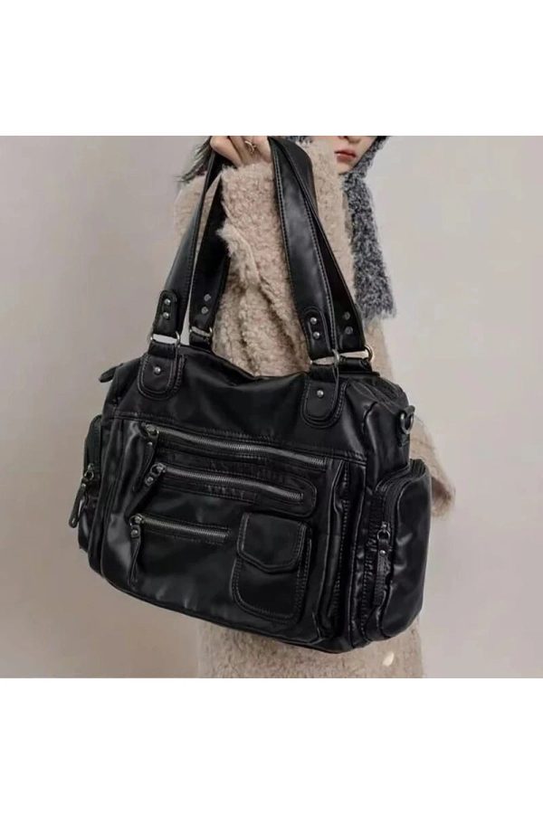 Edgy Multi-Pocket Handbag for Y2K Fashion & Grunge Aesthetic Lovers