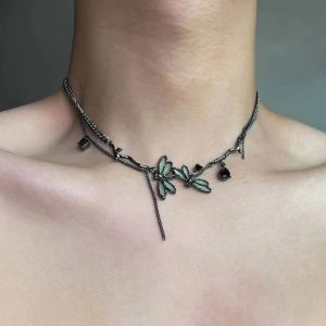 Enchanted Dragonfly Choker - Y2K Gothic Aesthetic Jewelry Piece