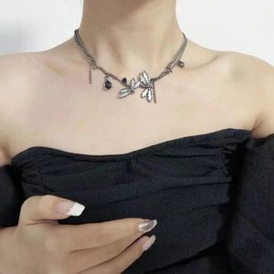 Enchanted Dragonfly Choker - Y2K Gothic Aesthetic Jewelry Piece